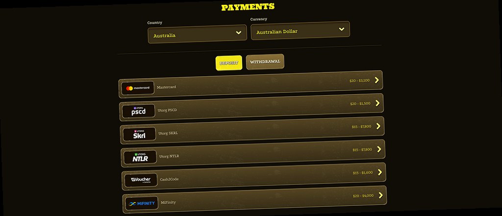 Paiements Lizaro Casino